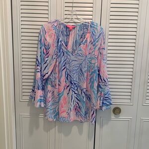 Lilly Pulitzer Willa flounce sleeve top size L
